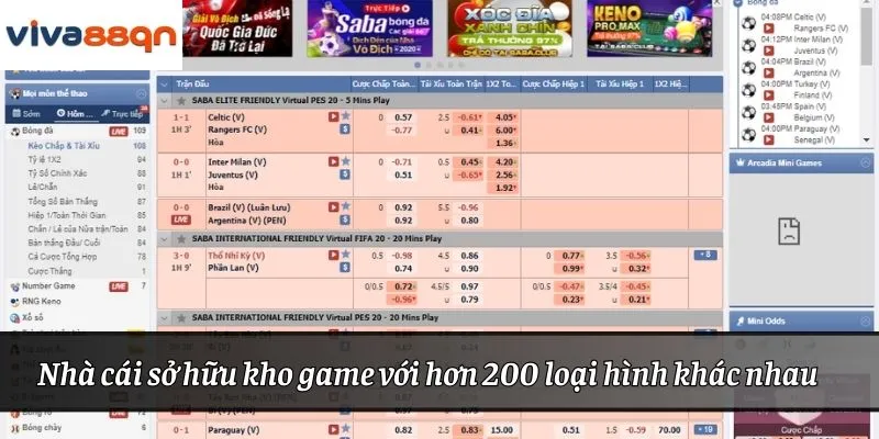 Nhà cái sở hữu kho game với hơn 200 loại hình khác nhau 